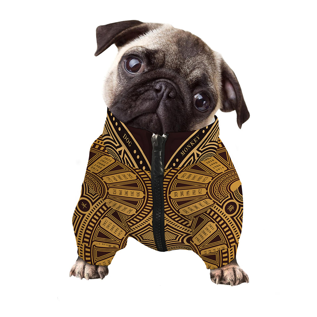 Chinese Zodiac Calendar Signs Print Dog Zip Up Jacket