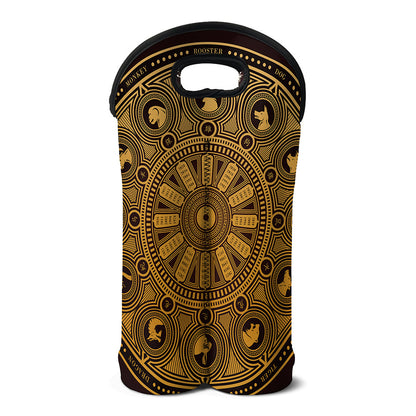 Chinese Zodiac Calendar Signs Print Double Neoprene Wine Tote