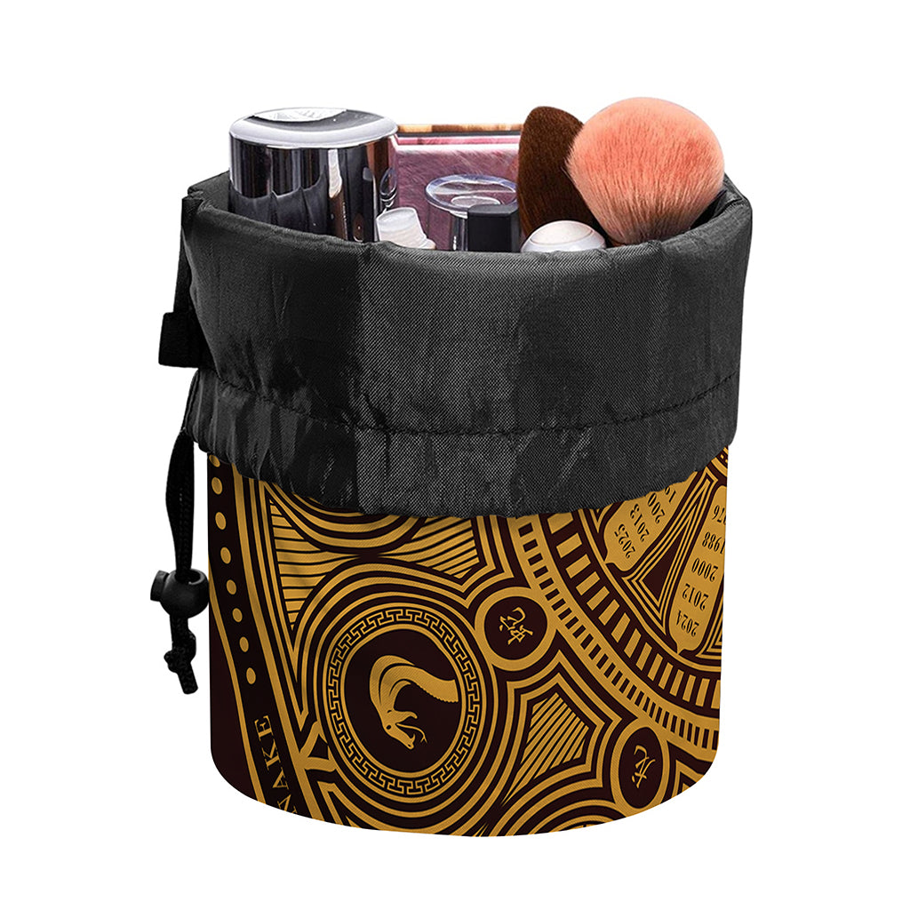 Chinese Zodiac Calendar Signs Print Drawstring Makeup Bag
