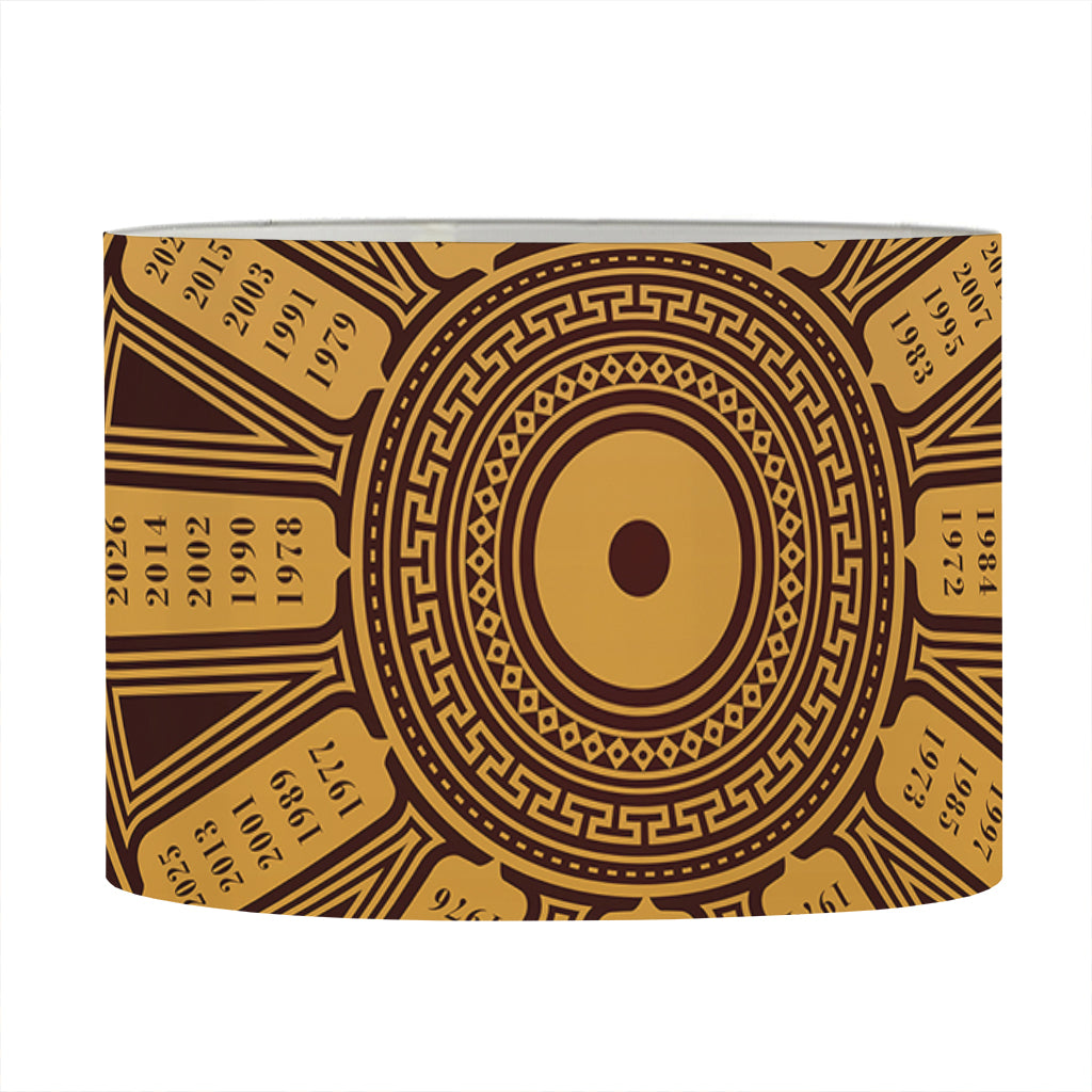 Chinese Zodiac Calendar Signs Print Drum Lamp Shade