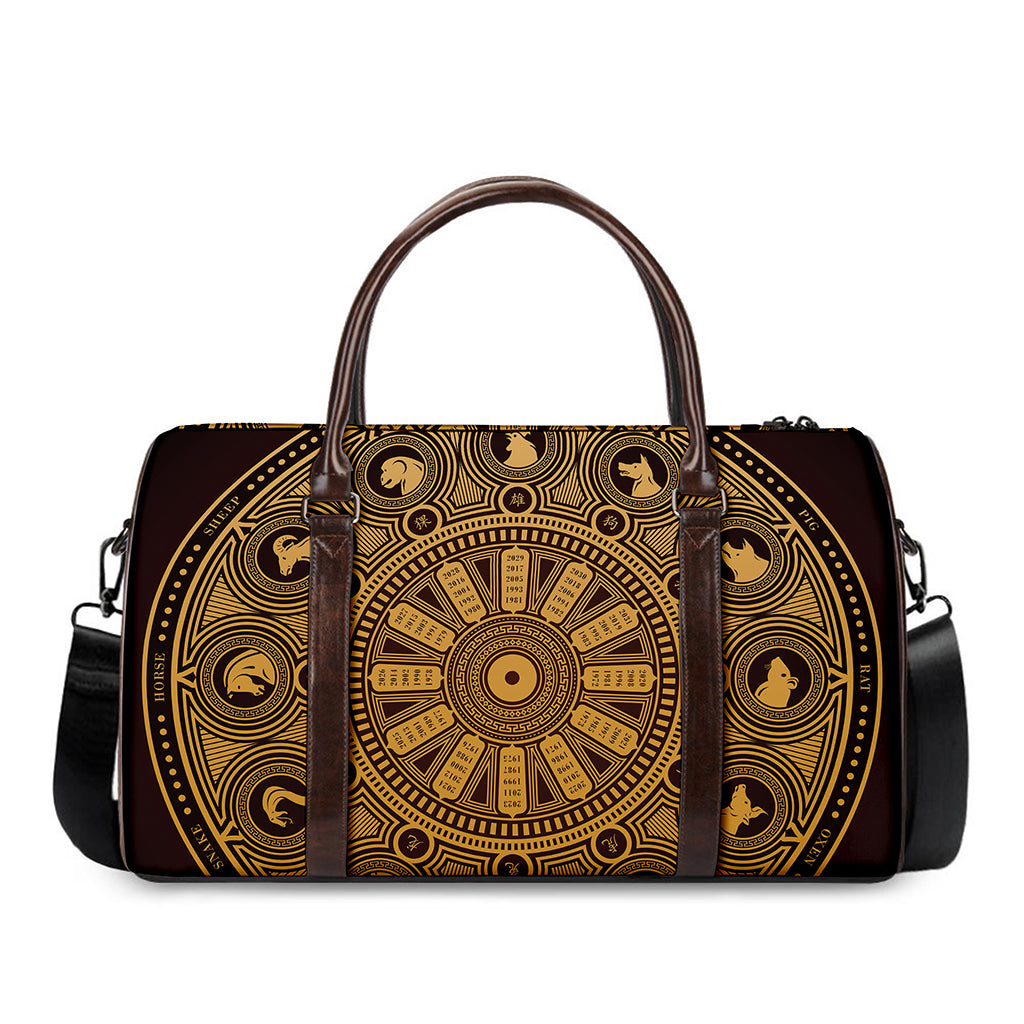 Chinese Zodiac Calendar Signs Print Duffle Bag