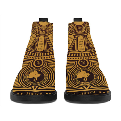 Chinese Zodiac Calendar Signs Print Flat Ankle Boots
