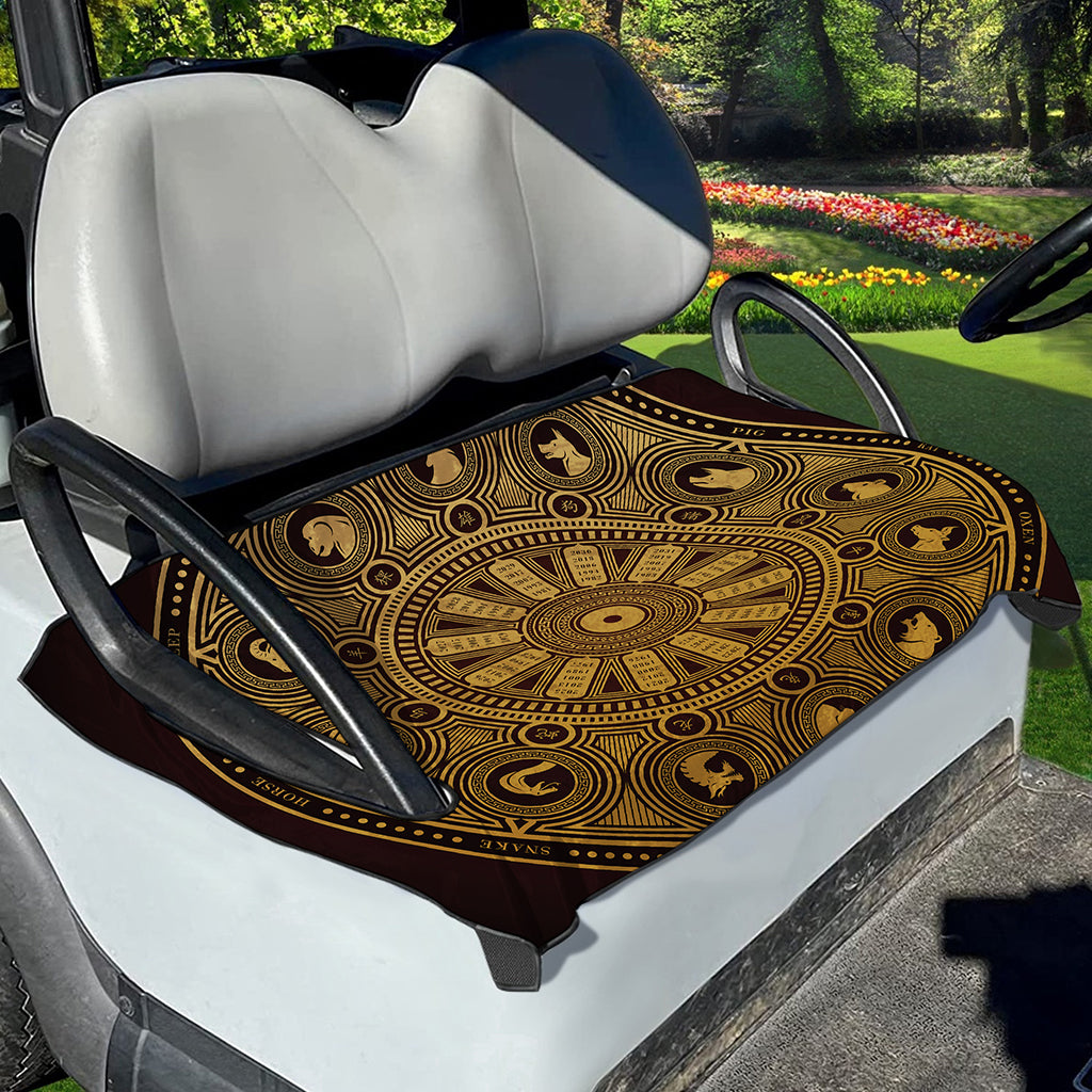 Chinese Zodiac Calendar Signs Print Golf Cart Seat Cover