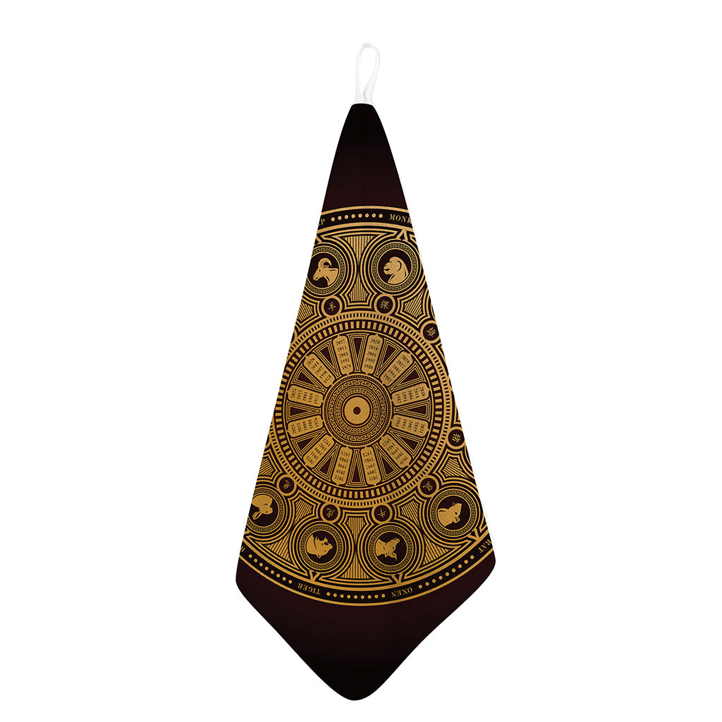 Chinese Zodiac Calendar Signs Print Hand Towel
