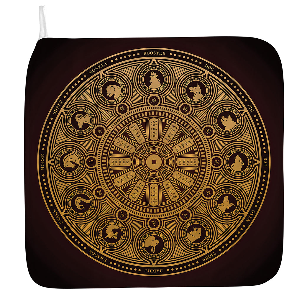 Chinese Zodiac Calendar Signs Print Hand Towel