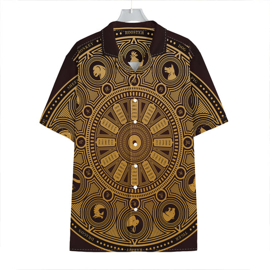 Chinese Zodiac Calendar Signs Print Hawaiian Shirt