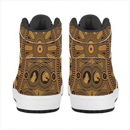 Chinese Zodiac Calendar Signs Print High Top Leather Sneakers