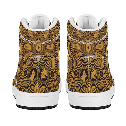 Chinese Zodiac Calendar Signs Print High Top Leather Sneakers
