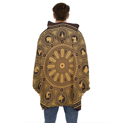 Chinese Zodiac Calendar Signs Print Hoodie Blanket
