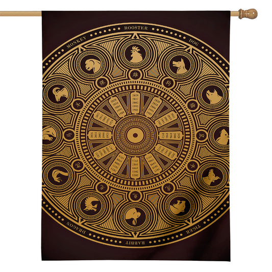 Chinese Zodiac Calendar Signs Print House Flag
