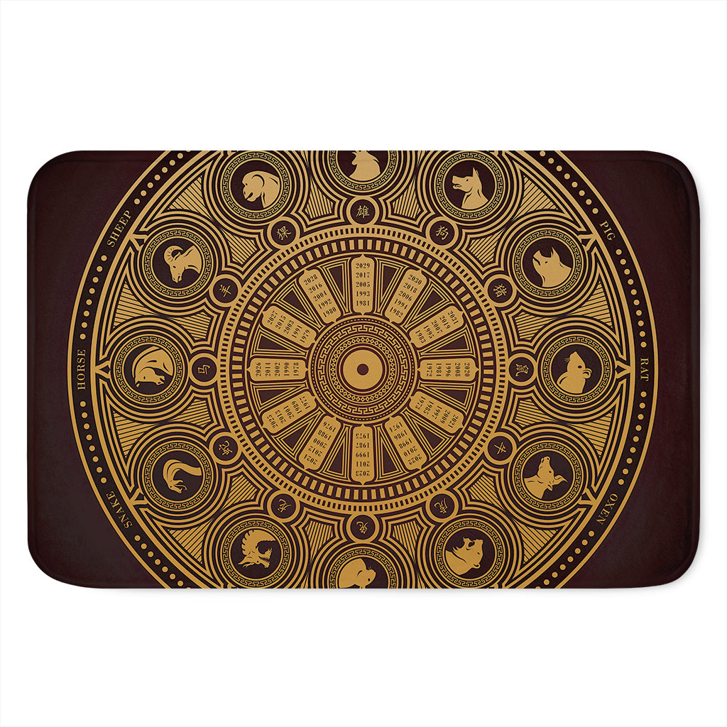 Chinese Zodiac Calendar Signs Print Indoor Door Mat