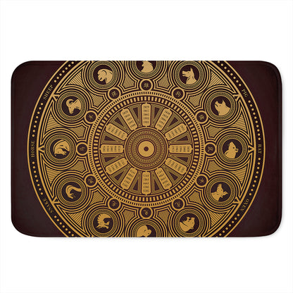 Chinese Zodiac Calendar Signs Print Indoor Door Mat