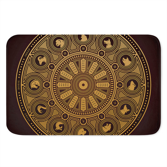 Chinese Zodiac Calendar Signs Print Indoor Door Mat