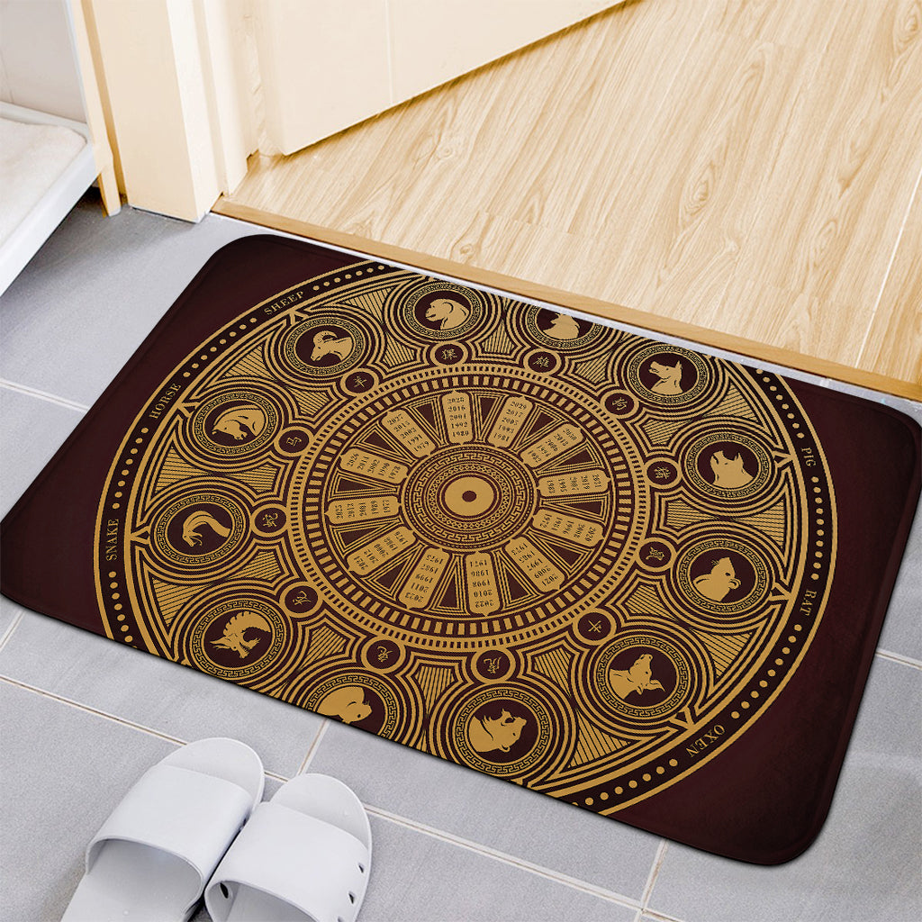 Chinese Zodiac Calendar Signs Print Indoor Door Mat