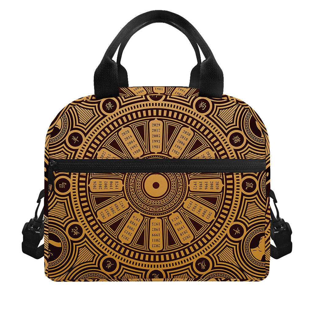 Chinese Zodiac Calendar Signs Print Insulated Lunch Bag
