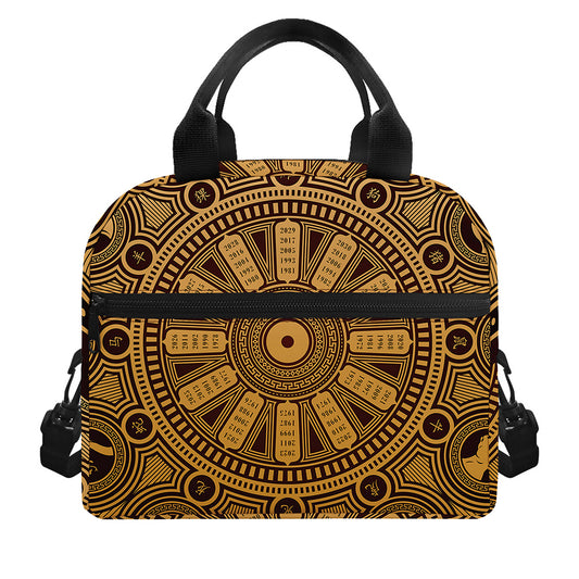 Chinese Zodiac Calendar Signs Print Insulated Lunch Bag