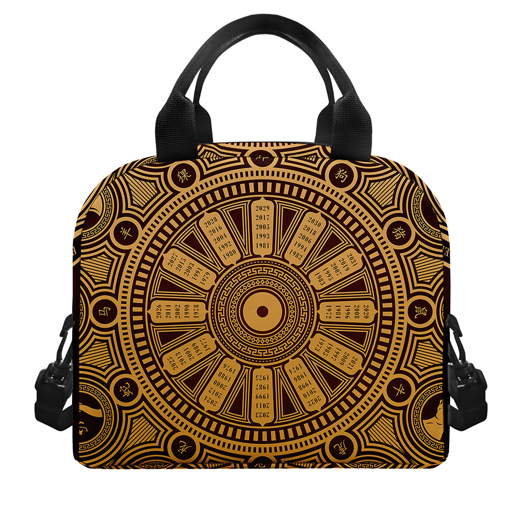 Chinese Zodiac Calendar Signs Print Insulated Lunch Bag