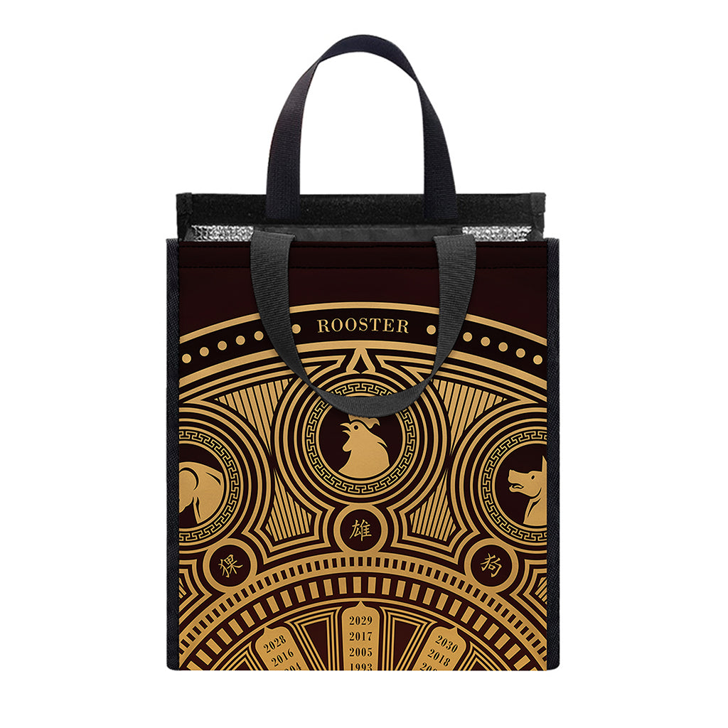 Chinese Zodiac Calendar Signs Print Insulated Lunch Tote