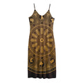 Chinese Zodiac Calendar Signs Print Jersey Midi Cami Dress