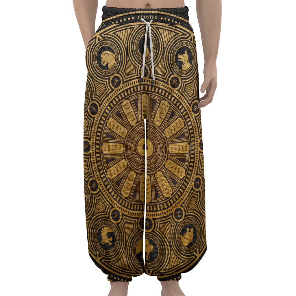 Chinese Zodiac Calendar Signs Print Lantern Pants