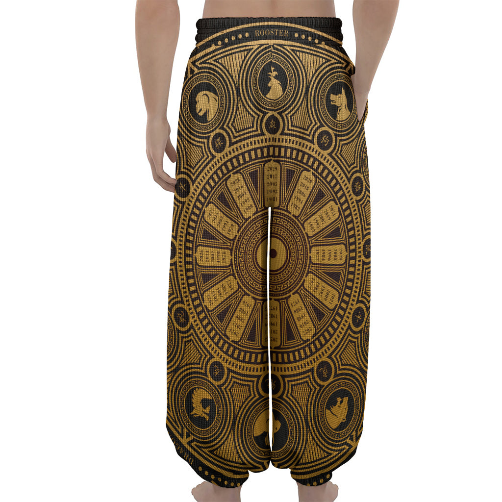 Chinese Zodiac Calendar Signs Print Lantern Pants