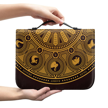 Chinese Zodiac Calendar Signs Print Leather Bible Cover
