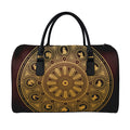 Chinese Zodiac Calendar Signs Print Leather Duffel Bag