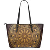 Chinese Zodiac Calendar Signs Print Leather Tote Bag