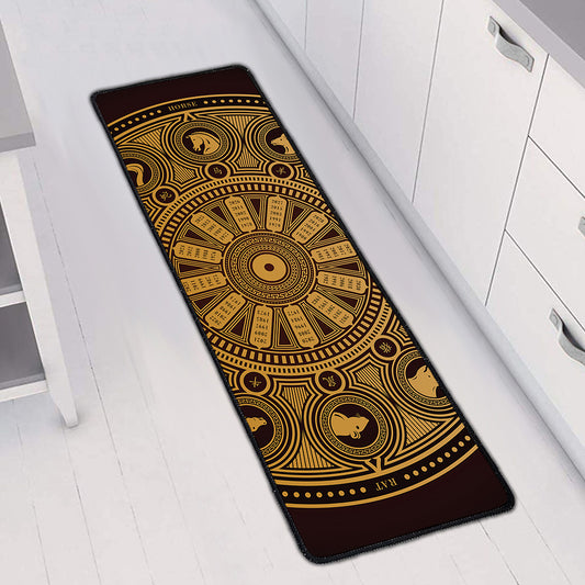 Chinese Zodiac Calendar Signs Print Long Kitchen Mat