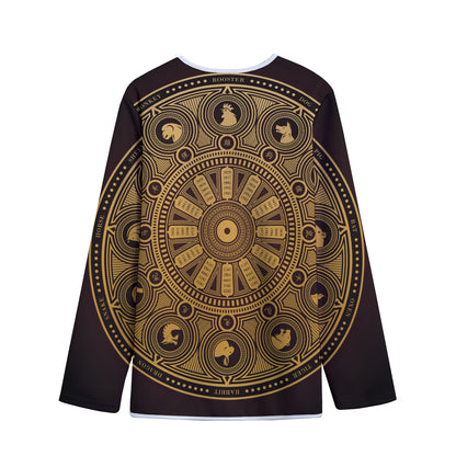Chinese Zodiac Calendar Signs Print Long Sleeve Short Coat