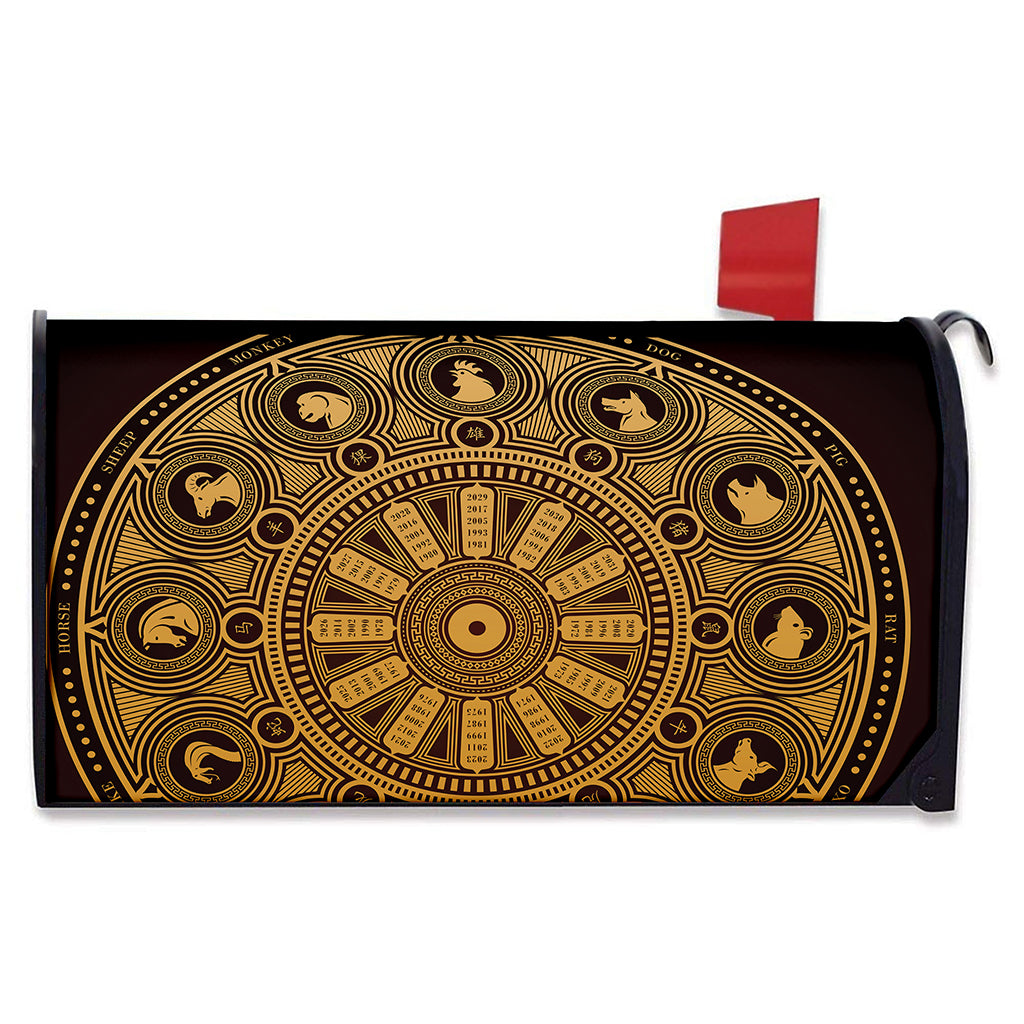 Chinese Zodiac Calendar Signs Print Mailbox Cover