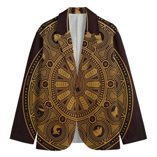 Chinese Zodiac Calendar Signs Print Men's Blazer