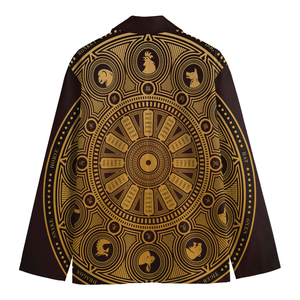 Chinese Zodiac Calendar Signs Print Men's Blazer