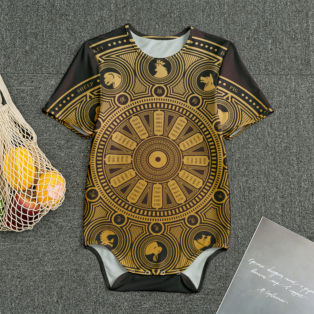Chinese Zodiac Calendar Signs Print Men's Bodysuit