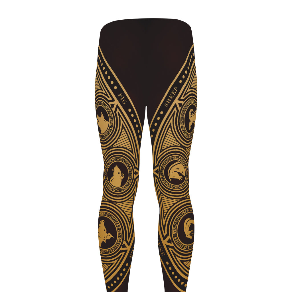 Chinese Zodiac Calendar Signs Print Men's leggings