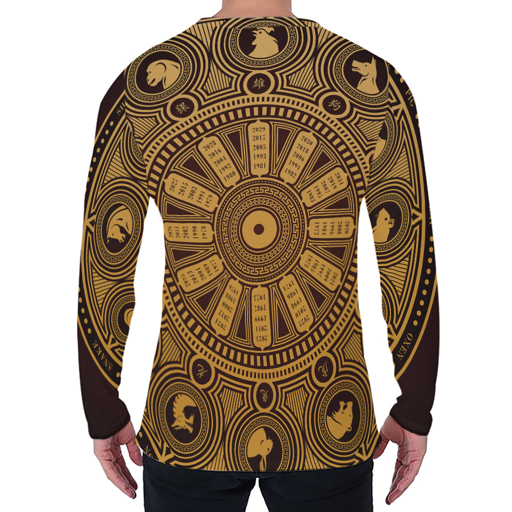 Chinese Zodiac Calendar Signs Print Men's Long Sleeve T-Shirt