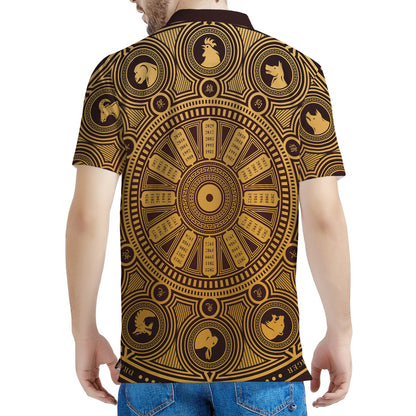 Chinese Zodiac Calendar Signs Print Men's Polo Shirt