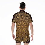 Chinese Zodiac Calendar Signs Print Men's Rompers