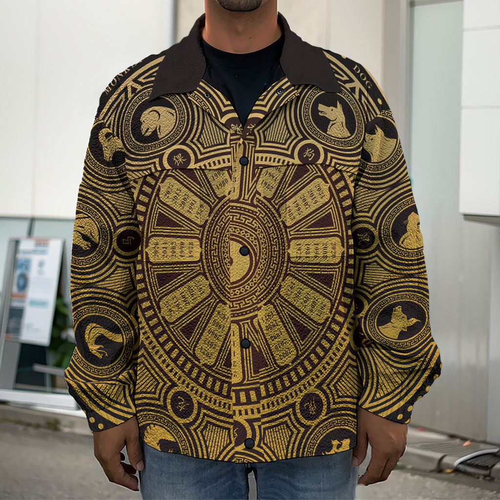 Chinese Zodiac Calendar Signs Print Men's Shirt Jacket