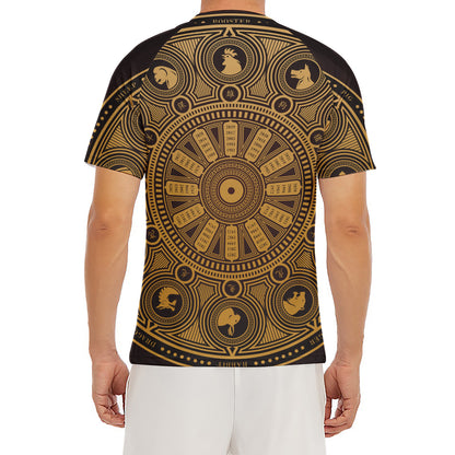 Chinese Zodiac Calendar Signs Print Men's Short Sleeve Rash Guard
