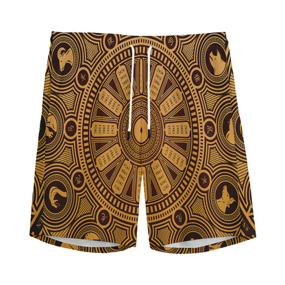 Chinese Zodiac Calendar Signs Print Men's Sports Shorts