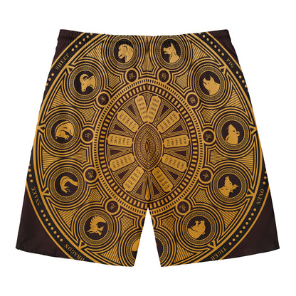 Chinese Zodiac Calendar Signs Print Men's Swim Trunks