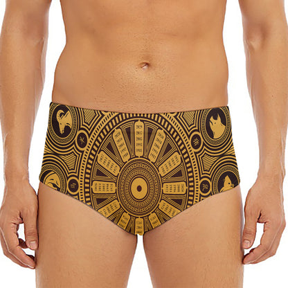 Chinese Zodiac Calendar Signs Print Men's Triangle Swim Briefs