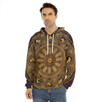Chinese Zodiac Calendar Signs Print Men's Velvet Pullover Hoodie