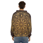 Chinese Zodiac Calendar Signs Print Men's Velvet Pullover Hoodie