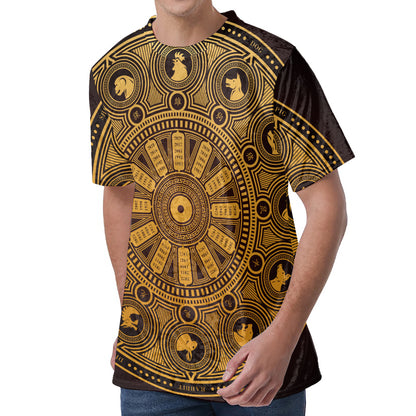 Chinese Zodiac Calendar Signs Print Men's Velvet T-Shirt