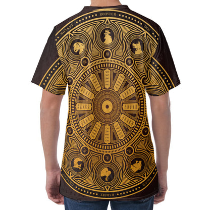 Chinese Zodiac Calendar Signs Print Men's Velvet T-Shirt