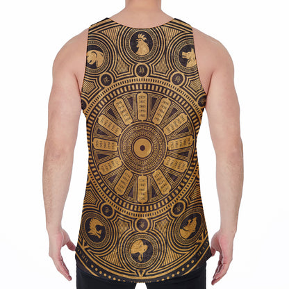 Chinese Zodiac Calendar Signs Print Men's Velvet Tank Top