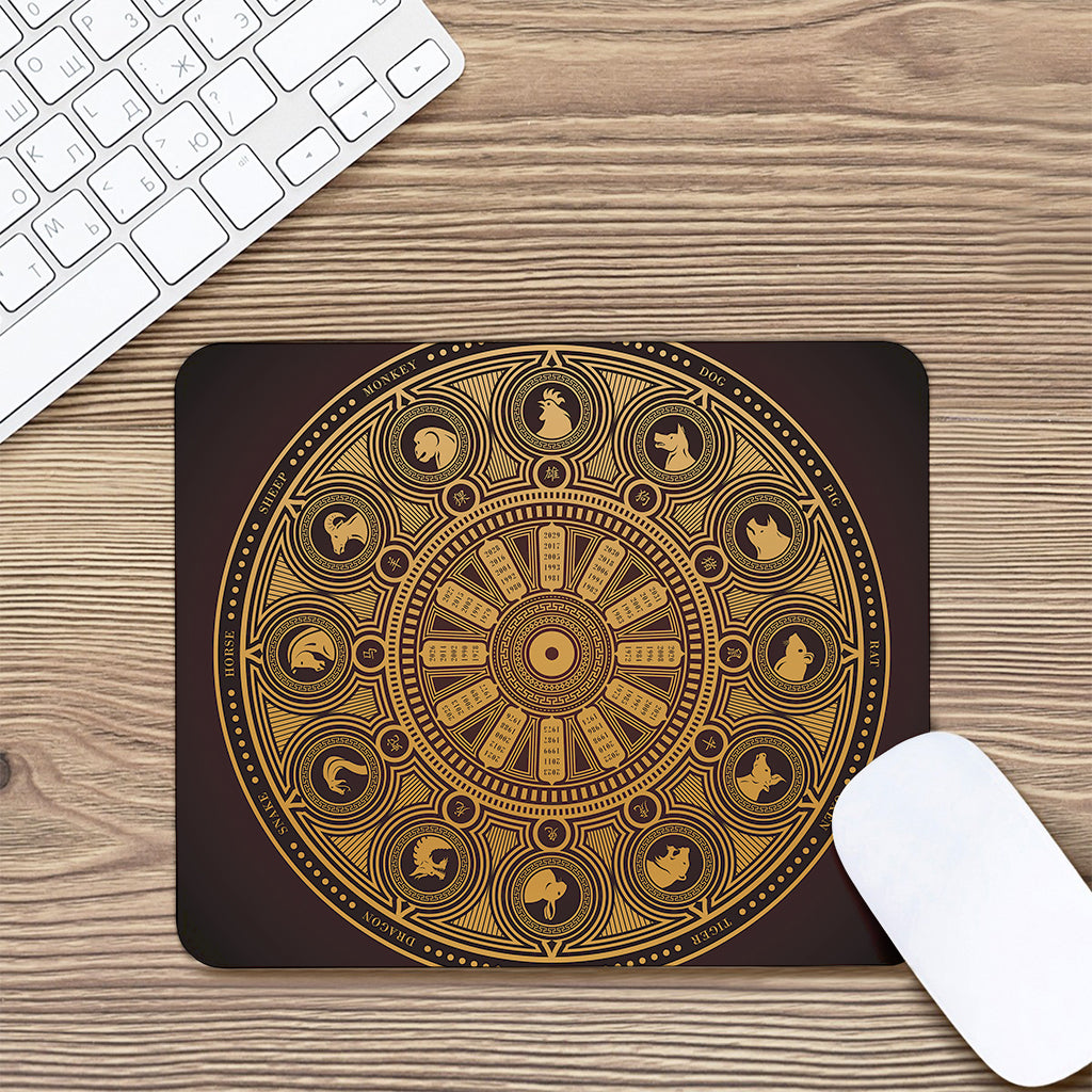 Chinese Zodiac Calendar Signs Print Mouse Pad