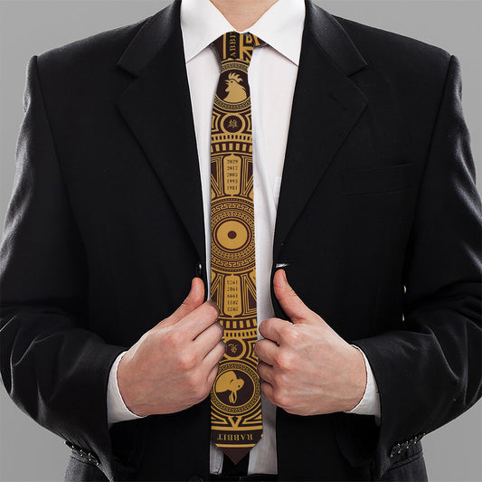 Chinese Zodiac Calendar Signs Print Necktie